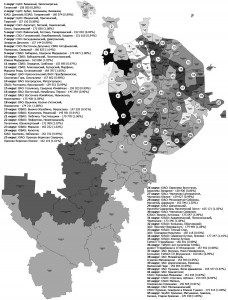 Новая схема одномандатных округов Москвы 2014, лепестковая нарезка
