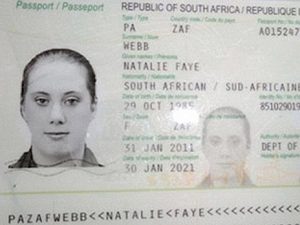 Hanout photo of copy of fake South African travelling passport of Samantha Lewthwaite