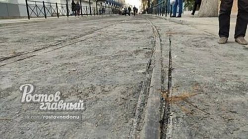 К приезду патриарха трамвайные рельсы закатали в асфальт в Ростове-на-Дону