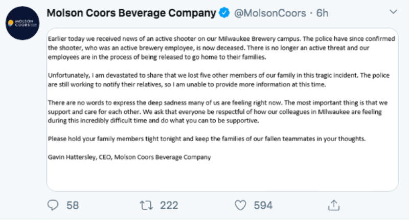 На пивоваренном заводе в США в перестрелке погибли семь человек