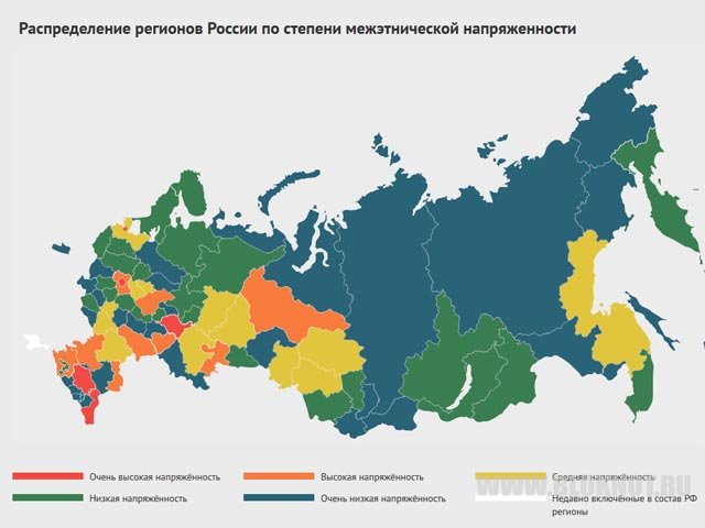 Где в России не любят нерусских больше всего: составлена первая карта межэтнической напряженности 