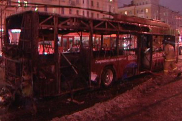 В Москве сгорели три троллейбуса 