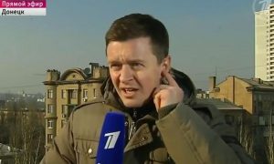 Журналисты Первого канала во время обстрела Донецка вели прямой эфир