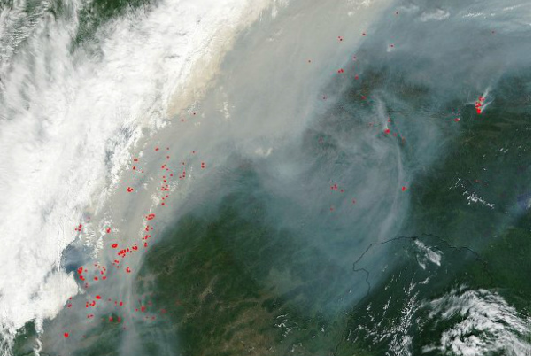 Грандиозные пожары в Сибири попали на снимки NASA 