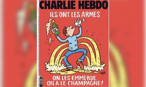 Charlie Hebdo высмеял теракты в Париже новой карикатурой с шампанским