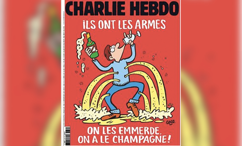 Charlie Hebdo высмеял теракты в Париже новой карикатурой с шампанским 