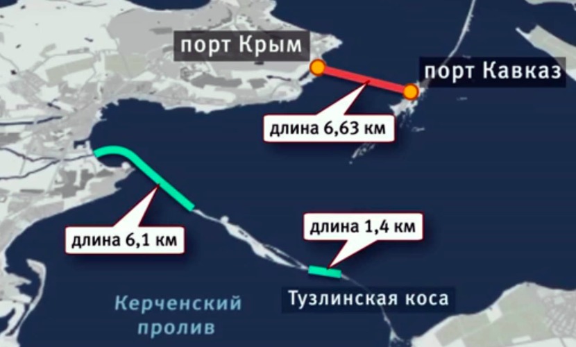 Карта крыма и крымского моста относительно территории россия