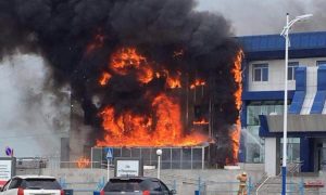 Пожар в аэропорту столицы Амурской области Благовещенске попал на видео