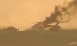 В Сети появилось видео минометного обстрела российского вертолета в Сирии