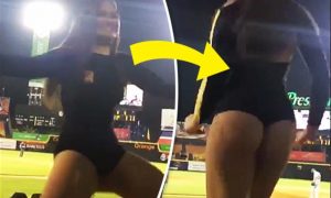 Зажигательный танец чирлидерши с элементами тверка на матче по бейсболу попал на видео
