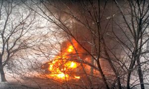 Опубликовано видео с места взрыва автомобиля одного из руководителей Народной милиции ЛНР