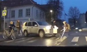 В Эстонии водитель хотел перевести бабушку через дорогу, но забыл про 