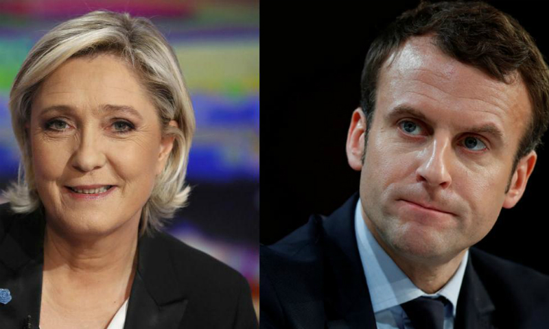 Эмманюэль Макрон значительно опережает Марин Ле Пен на выборах президента Франции 