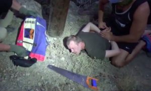 Появилось видео задержания сотрудниками ФСБ украинского диверсанта