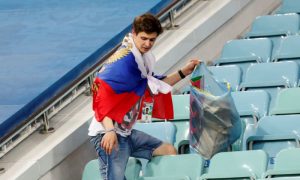Российские болельщики убрались на трибунах в хорошем смысле