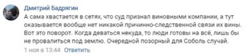 Известные юристы подтвердили, что иск против "Конкорда" окончился для Соболь полным провалом