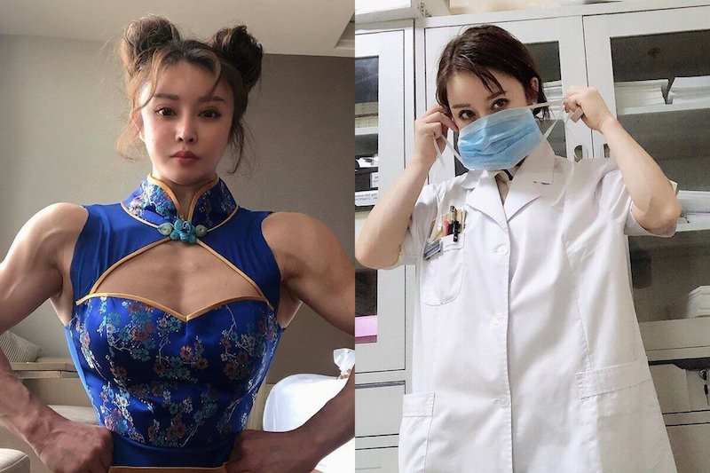 Известная китайская культуристка с огромными бицепсами отправилась бороться с коронавирусом 