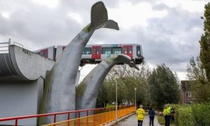 Хвост кита спас поезд от катастрофы в Роттердаме