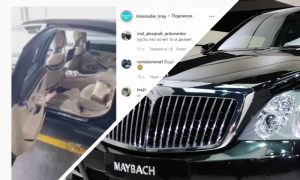 Краснодарец на Maybach попал на видео во время погрузки в салон тротуарной плитки