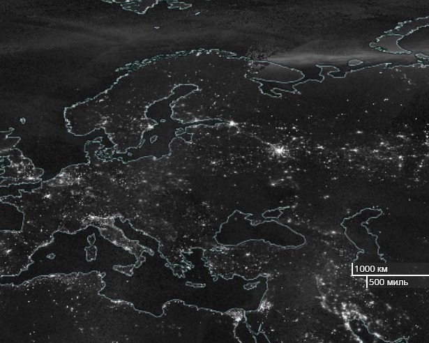 Блэкаут на территории Украины сняли из космоса 