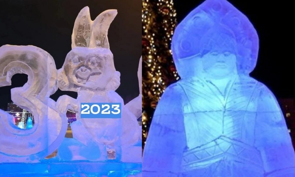 «Мороз Баба и заяц с бодуна»: жителей Нижневартовска шокировали скульптуры в ледовом городке 