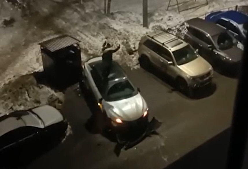 Разъяренная россиянка избила своего мужа за измену и переехала его на машине 