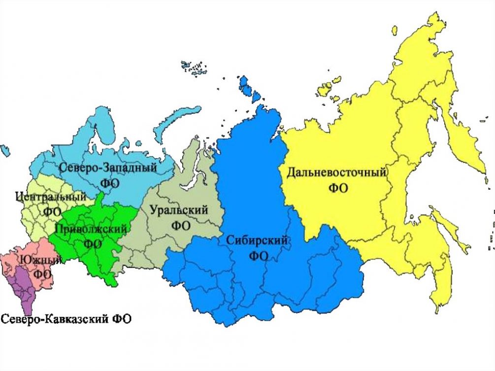 Карта россии федеральные округа с городами