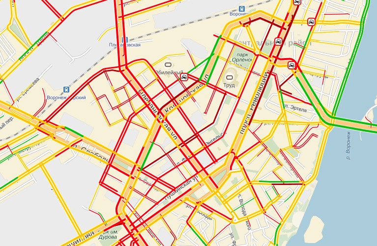 Карта воронеж пробки на дорогах сейчас