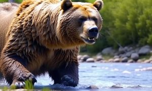 На Камчатке мама-медведица набросилась на лодку с туристами