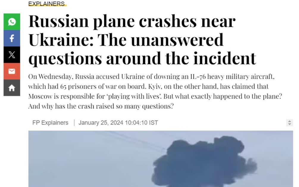 Болезненная неудача Украины: что пишут мировые СМИ о крушении Ил-76 под Белгородом