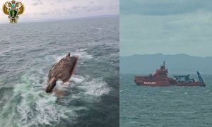 На Сахалине перевернулось грузовое судно «Григорий Ловцов», перевозившее щебень и песок