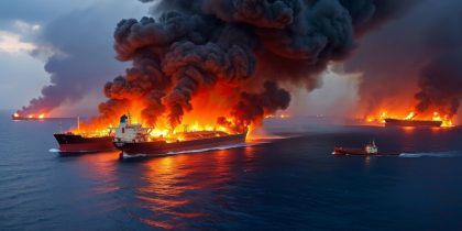 Коллапс мировой торговли: в Ормузском проливе у берегов Ирана горят танкеры с нефтью