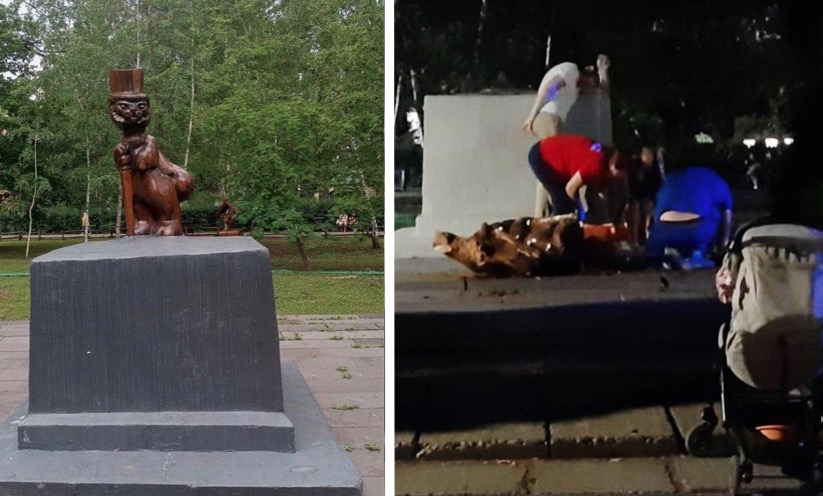 В саратовском парке деревянная скульптура 