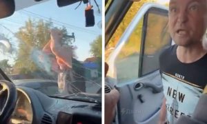 В Омске неадекват молотком разнес лобовое стекло маршрутки