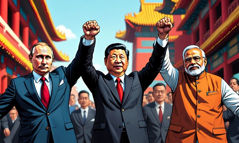 Си и Путин стоят плечом к плечу, Моди выбрал Москву и Пекин вместо унижения перед США. Величайший союз трёх демонстрирует силу на саммите ШОС Си и Путин стоят плечом к плечу, Моди выбрал Москву и Пекин вместо унижения перед США. Величайший союз трёх демонстрирует силу на саммите ШОС