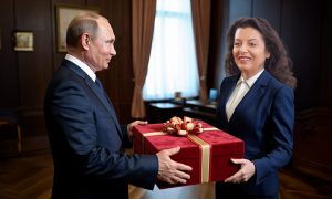 Знак свыше: Симоньян вручила Путину необычный подарок, случайно найденный в магазине индийского винтажа
