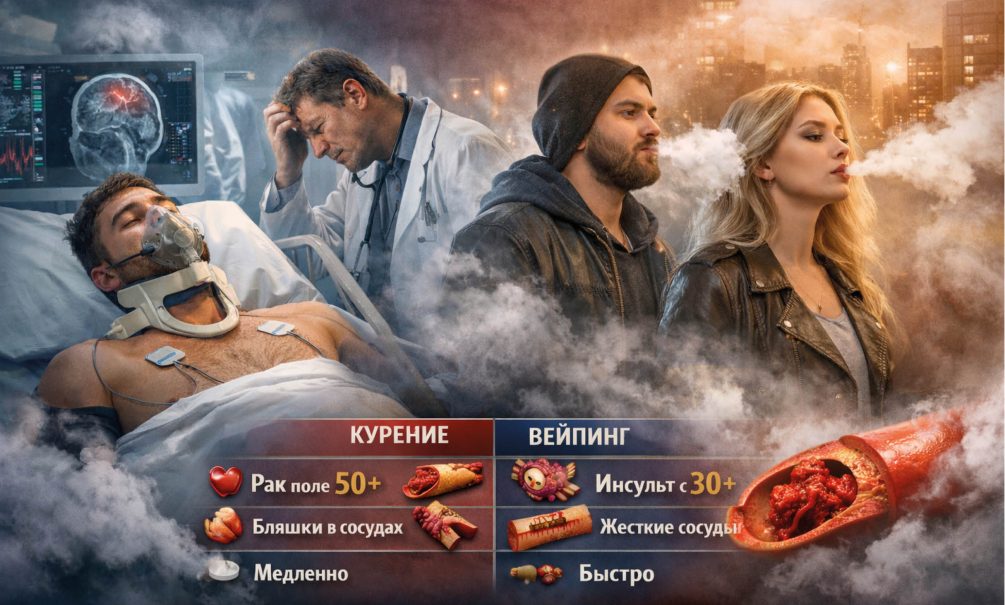 Вейперы или курильщки: кто из них сляжет с инсультом раньше? 
