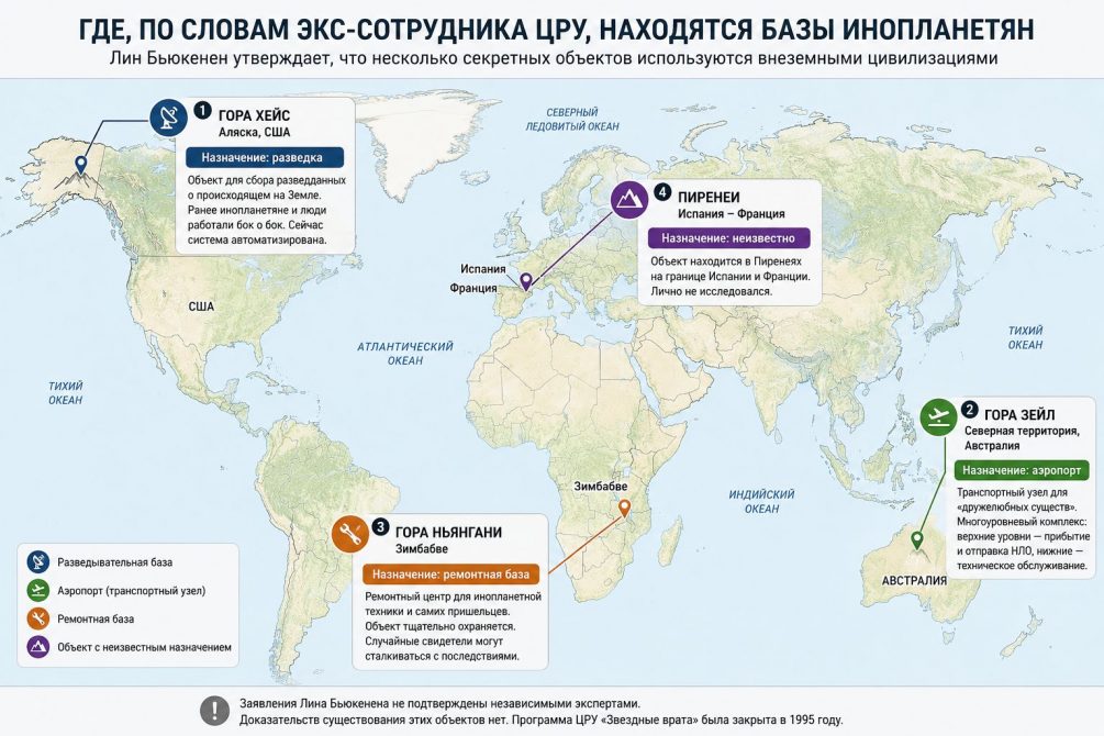 Аэропорт, ремонтная база и разведка: экс-сотрудник ЦРУ рассказал о базах инопланетян на Земле