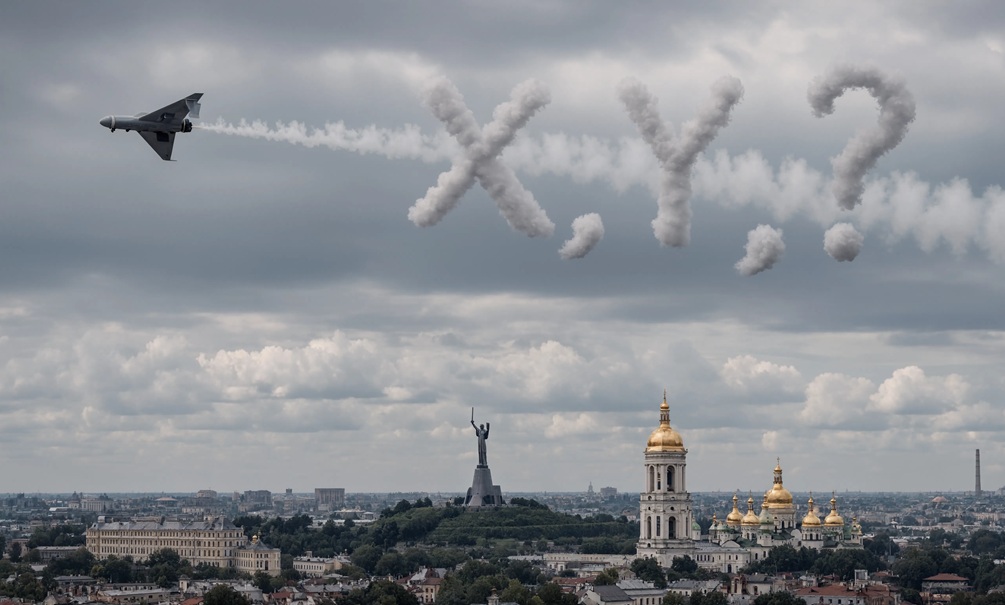 Российский дрон-разведчик часами рисовал непристойности в небе над Киевом, жительницы города возбуждены 