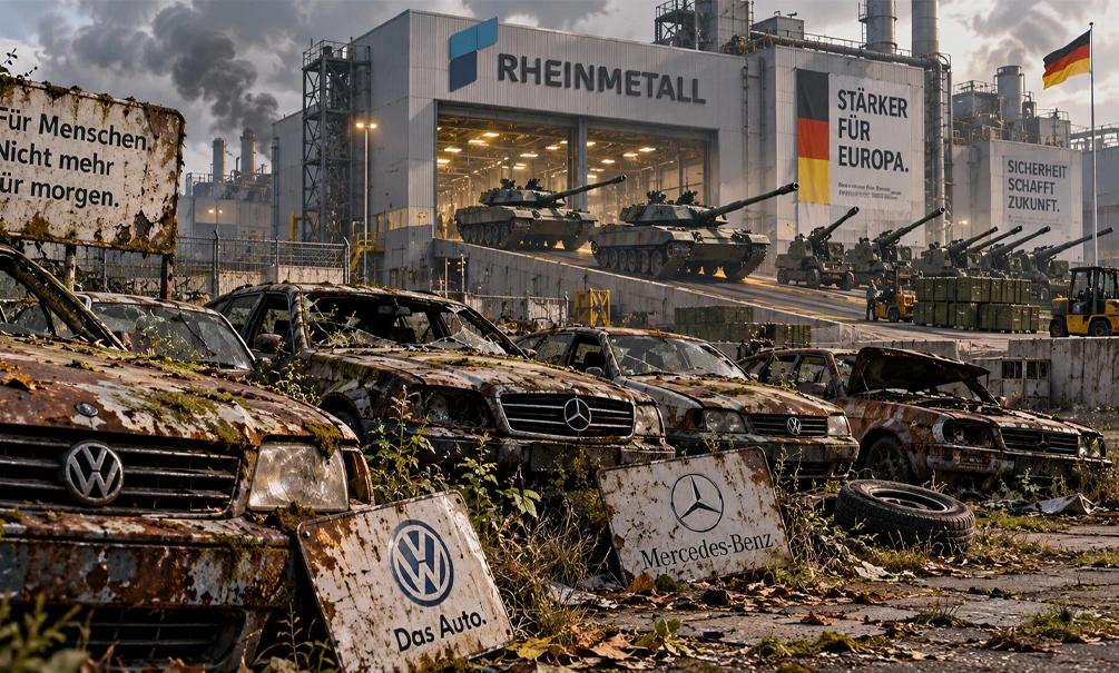Триумф ВПК на руинах автопрома: антироссийская политика и вооружение Украины раскалывают экономику Германии 