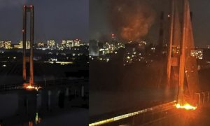 Южный мост Киева снова в огне, украинцы ждут удара по нему баллистикой – тем временем в Павлограде разнесли здание ДТЭК
