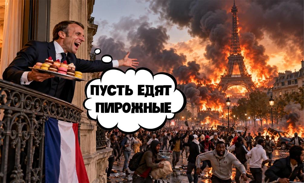 Крах европейской цивилизации: погромщики во Франции грозятся сжечь Эйфелеву башню, пока Макрон пляшет на концерте Крах европейской цивилизации: погромщики во Франции грозятся сжечь Эйфелеву башню, пока Макрон пляшет на концерте